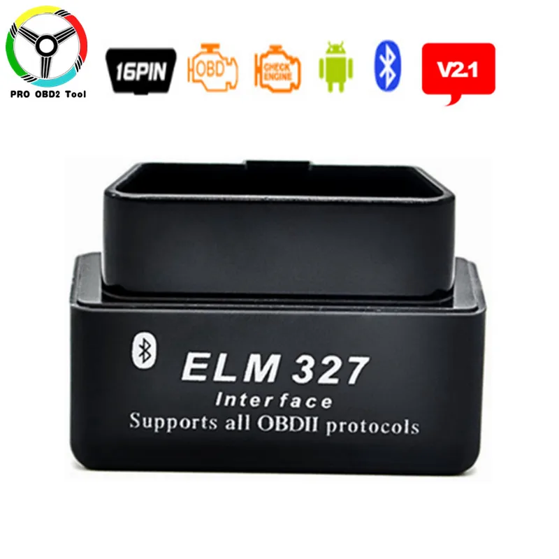 Черный Супер Мини ELM327 V2.1 Bluetooth OBD2 CAN-BUS диагностический инструмент ELM 327 2,1 Автомобильный сканер для Android OBDII протоколы - Цвет: Черный