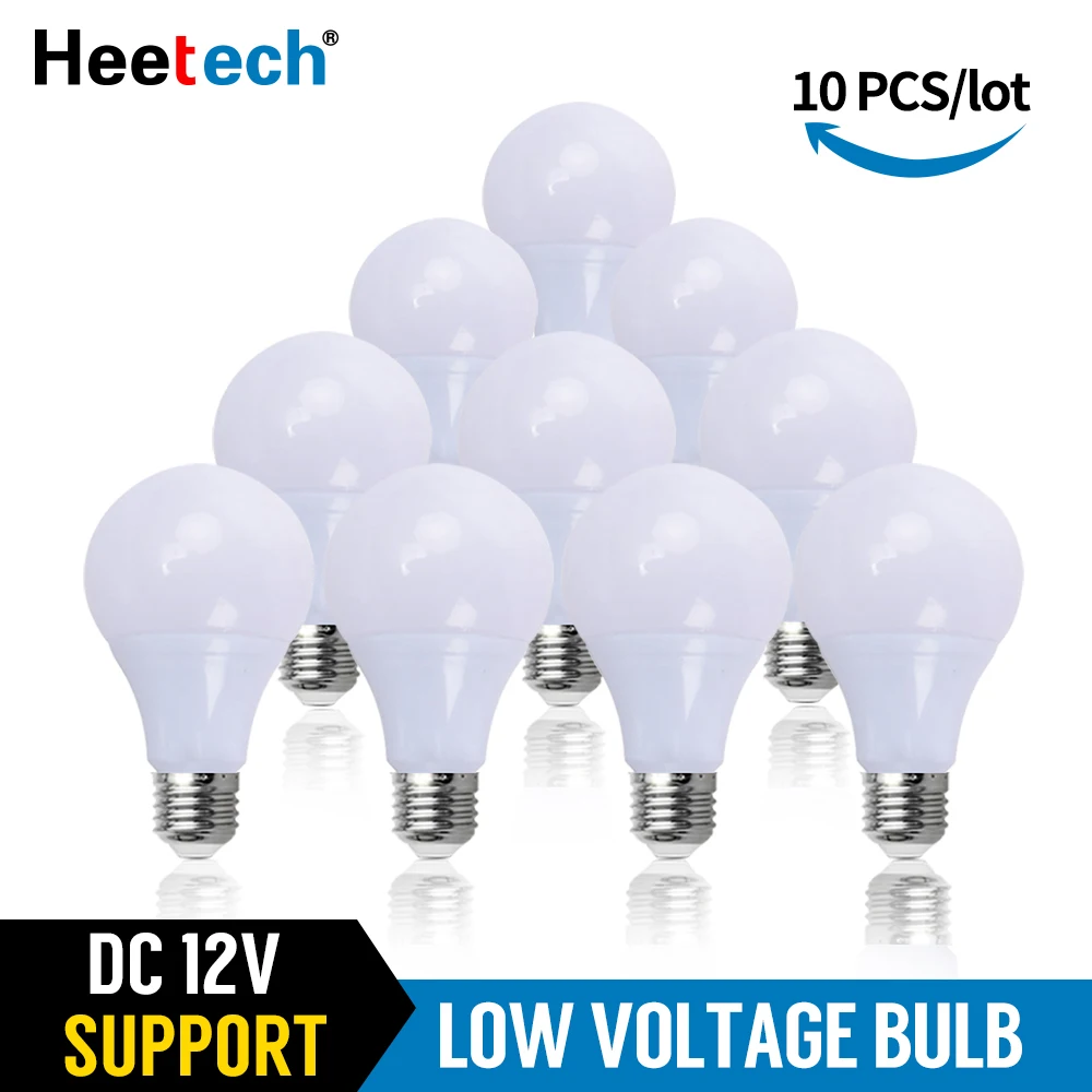 10PCS/LOT LED Bulb DC 12V Lamp E27 LED Light Lampada 3W 5W 7W 12W 15W 36W Bombillas Led Lighting For 12 Volts Low Voltages Bulbs