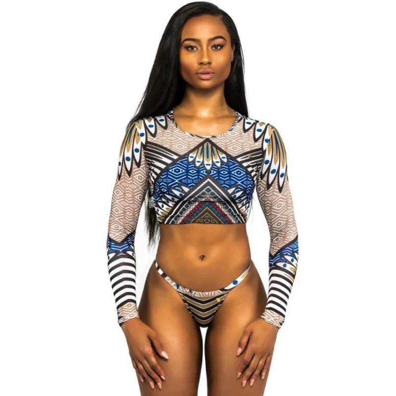 JWAINCKD 2018 New Rash Guards Women Surfing Swimming Suit Swimwear Long Sleeve Outdoor Sports Maillot Swimsuit Bikini Two Pieces | Спорт и