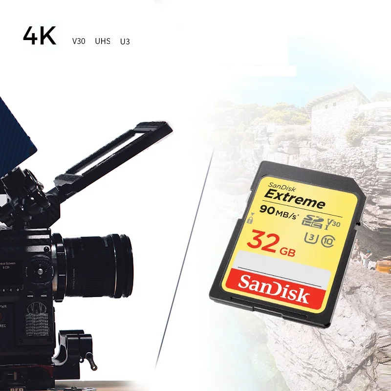 Sandisk Extreme 32gb 90 МБ/с. sdhc uhs-i card 64 Гб Sd карта памяти sdxc карты 128 ГБ 256 карты памяти sd интеллектуальный контроллер с DVD картой памяти memoria для цифровых зеркальных фотокамер