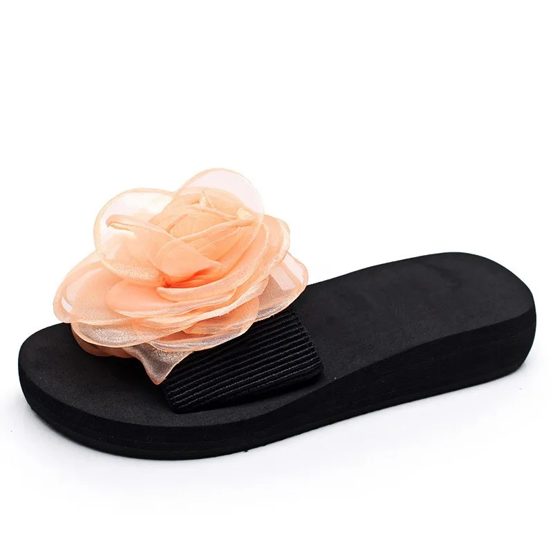 Для женщин тапочки Лето Кружева цветочные пляжная обувь мода цветок легкие