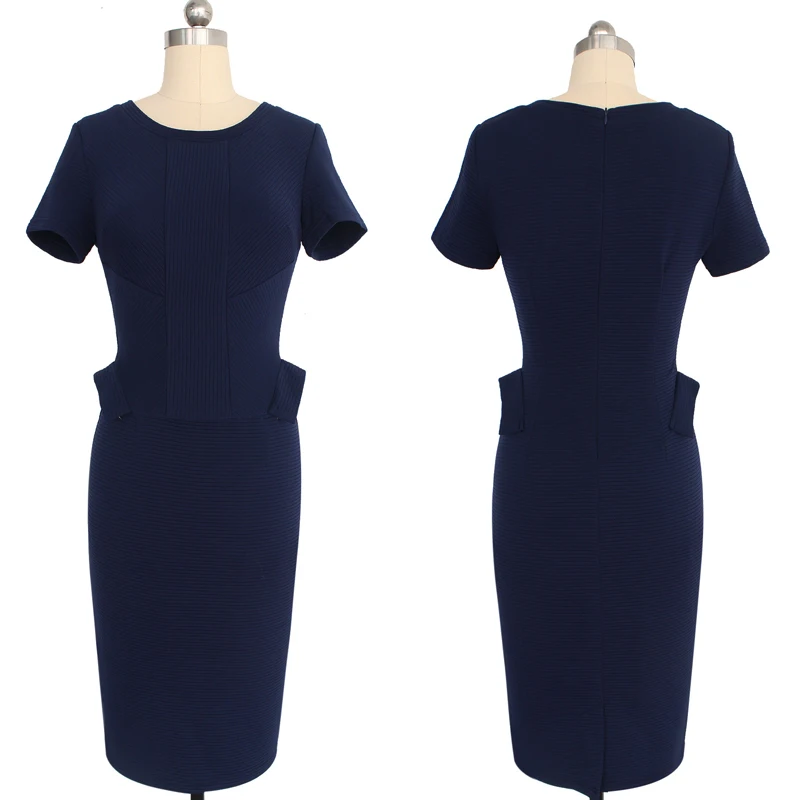 Элегантный баски ребристые Тонкий туника винтажные офисные деловые