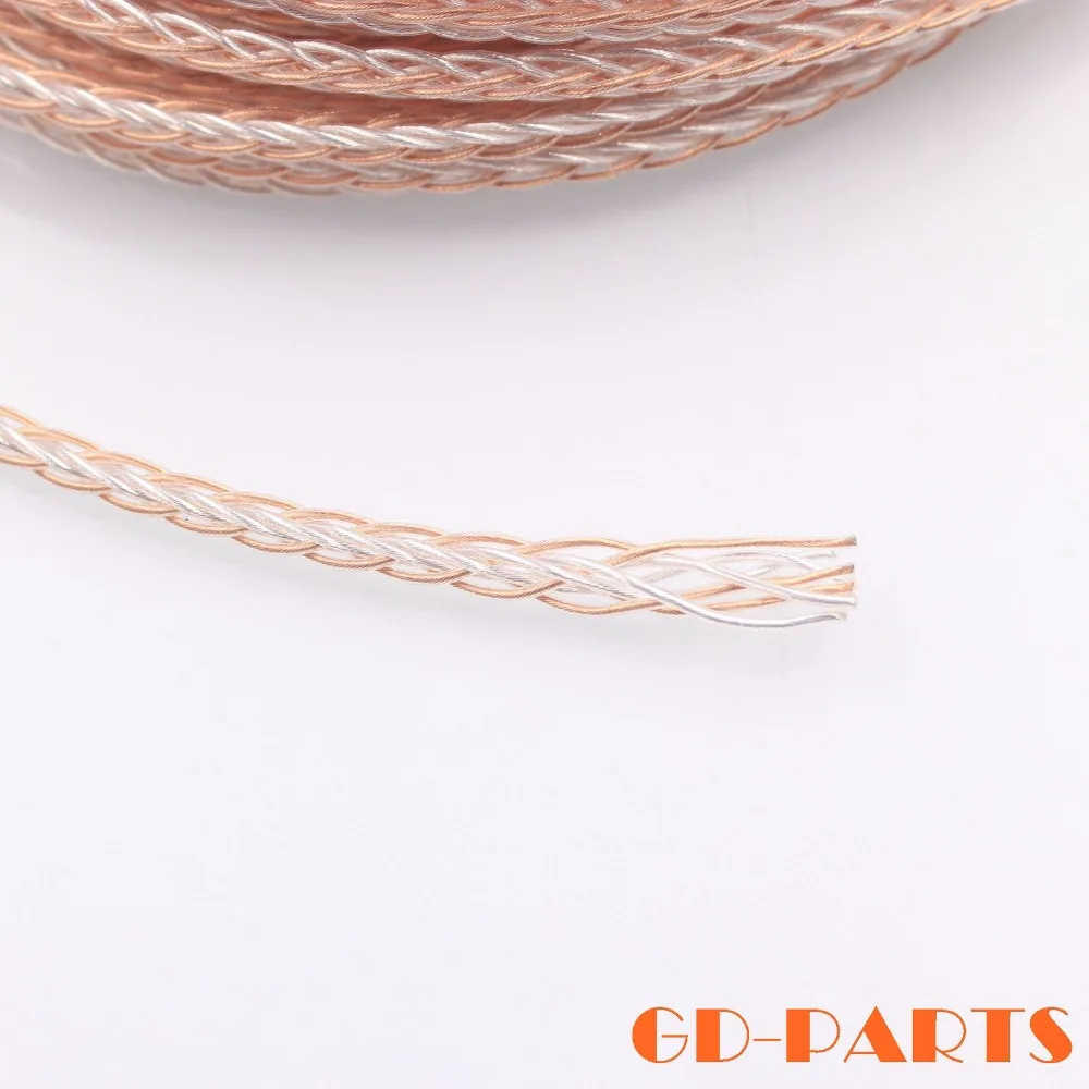 Плетеный тефлоновый провод OCC серебристый для Hi Fi аудио наушников гарнитура