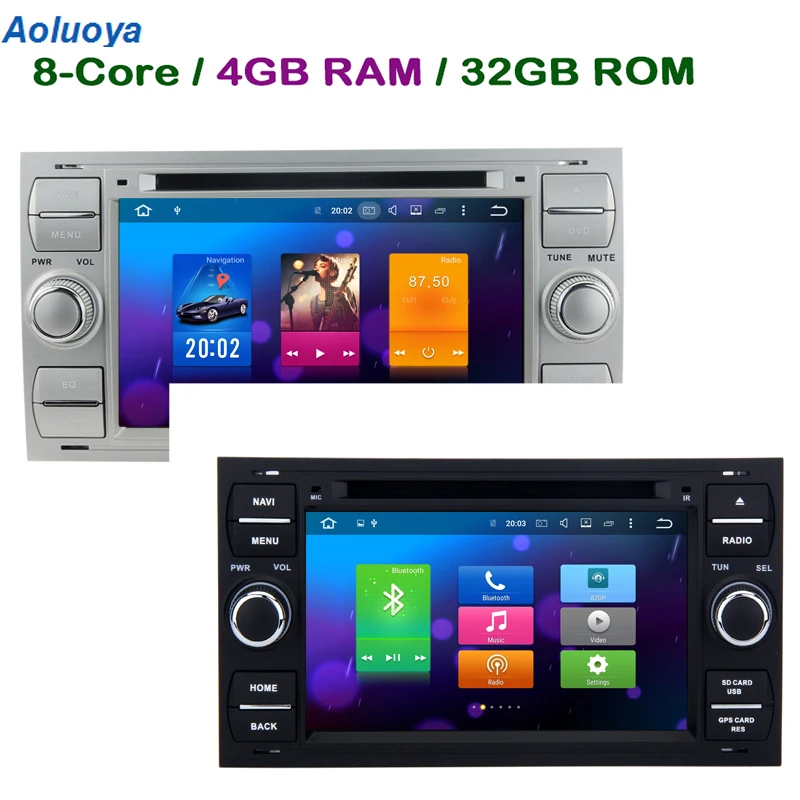 Aoluoya 4 Гб ОЗУ 32 ПЗУ Восьмиядерный Android 8 0 2 Din автомобильный DVD GPS плеер для Ford Focus 2000
