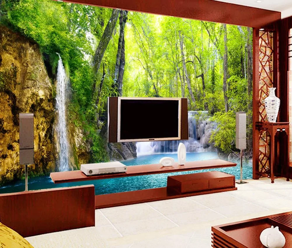 

Современные обои на заказ, 3D стереоскопический пейзаж водопада, настенные фрески для гостиной, спальни, 3D Фотообои