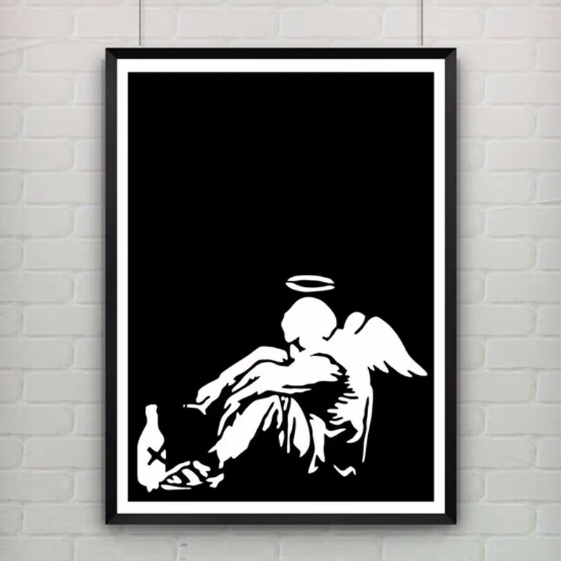 

NEW Fallen Angel by Banksy Print Graffiti Wall Art Canvas Prints Art Poster Wall Pictures Living Room Bar Decor No Frame