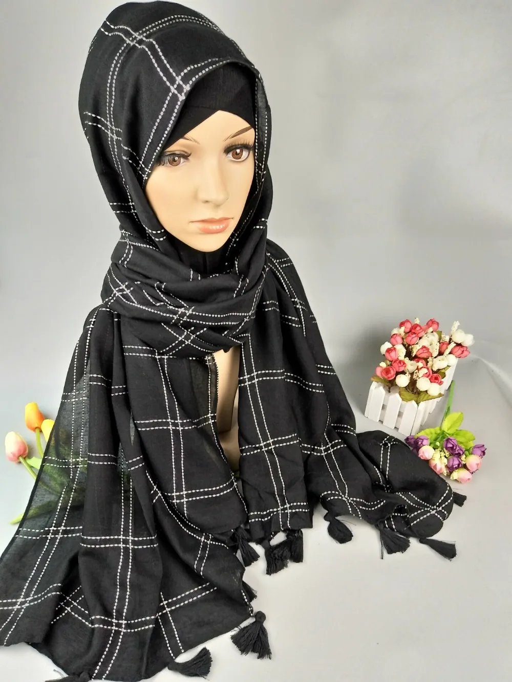 X2 Новое поступление высокое качество кисточкой полосы женские шарфы шарф Wrap