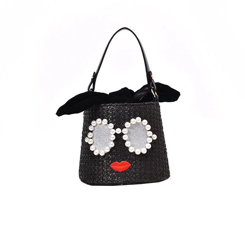 Black fashion simple bucket bag women's designer handbag high quality linen high quality single shoulder slant straddle bag qq444 - Color: Black