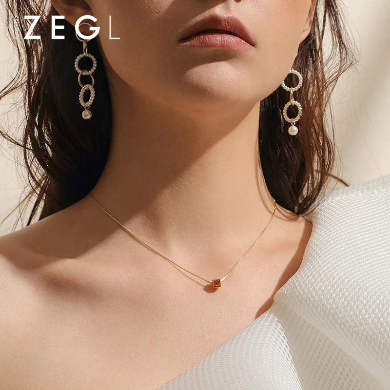 Женское Ожерелье ZEGL love heart цепочка для ключицы шикарное простое красное ожерелье