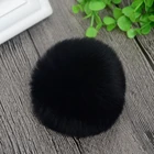 Зимняя шапка с помпоном из натурального меха кролика Рекс, 8 см