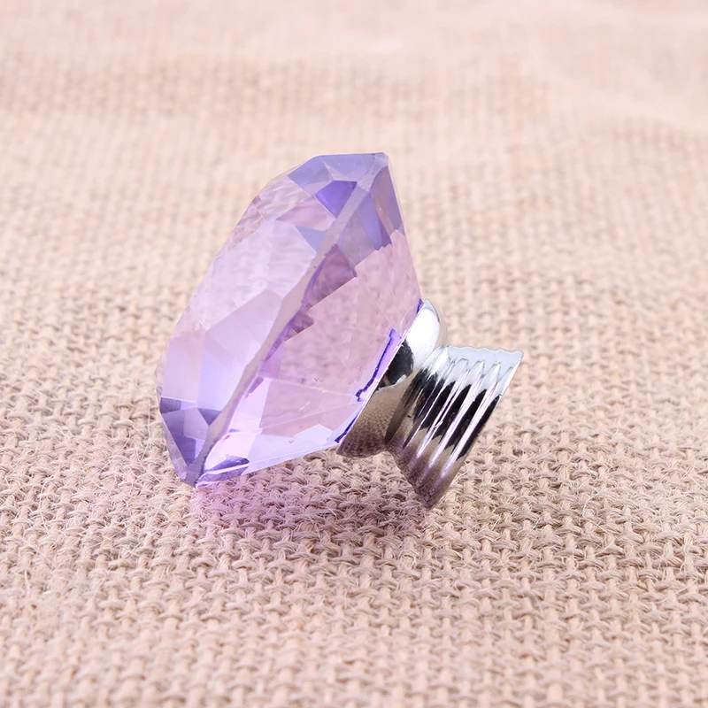 Ручки для шкафов и ящиков 40 мм фиолетового цвета с кристальными ручками для дверей SJ-1010.