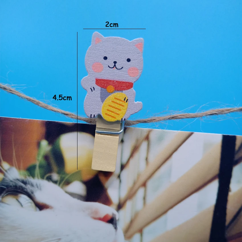 10 шт./лот Lucky Cat деревянные зажимы мини фотобумага ремесло зажим школьные