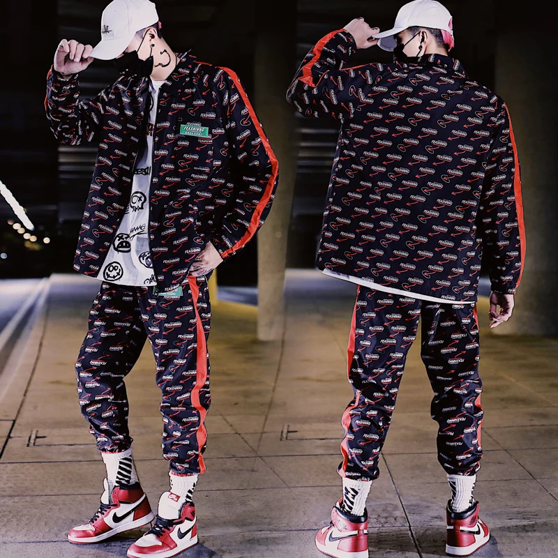Мужской спортивный костюм в стиле хип хоп комплект из 2 предметов куртка с