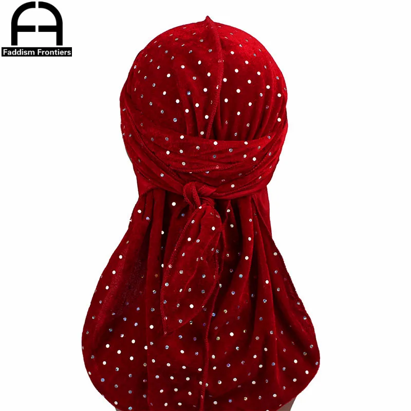 Модные для мужчин блестящие бархатные Durags банданы головная повязка в виде чалмы