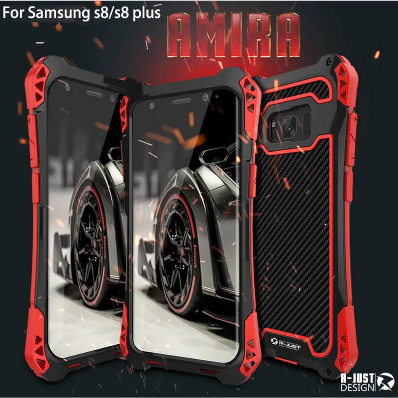 R-просто чехол для Galaxy S8 Водонепроницаемый чехол для Samsung Galaxy S8 плюс S8+ Алюминий Водонепроницаемый противоударный углеродного волокна металлический корпус
