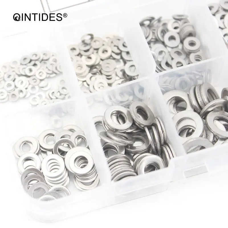 QINTIDES 600 шт./компл. DIN125 M1.6 M2 M2.5 M3 M3.5 M4 M5 M6 M8 M10 набор из нержавеющей стали с плоским