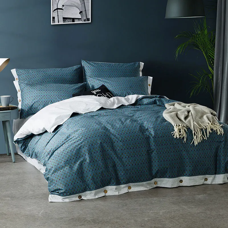 Современный простой Стиль хлопок Постельное белье плед и пуговицы Дизайн мягкие