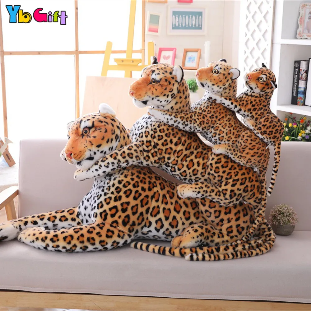 Большая искусственная черная леопардовая плюшевая игрушка реалистичные мягкие