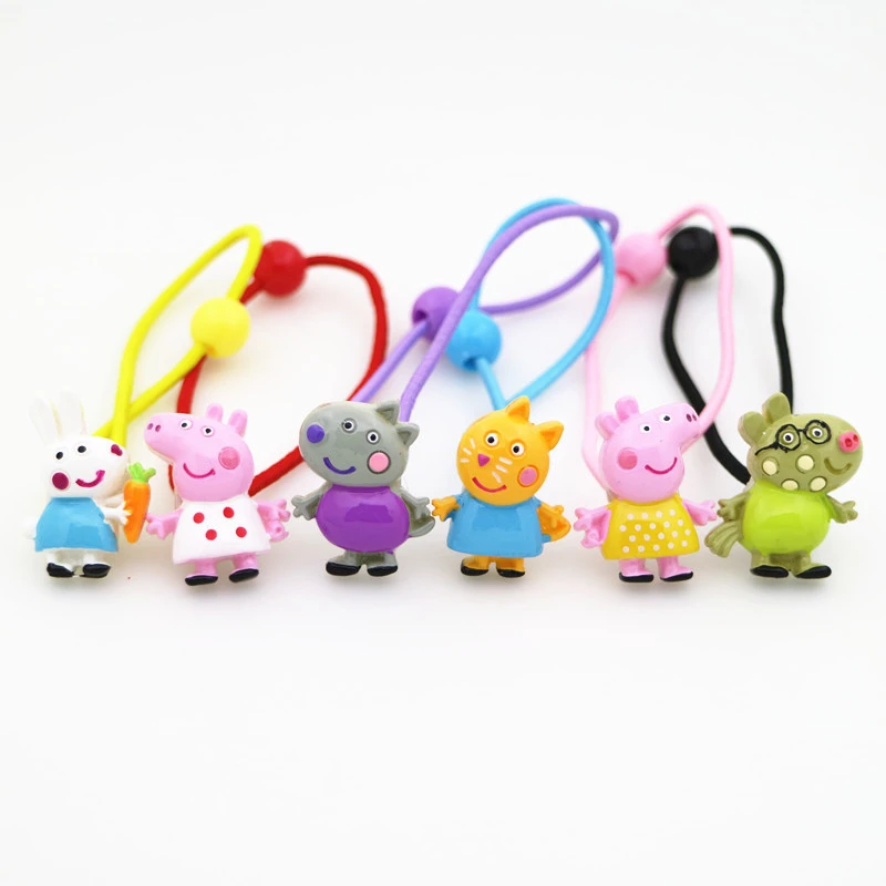 6pcs/set Cartoon Animals Children's Rubber Bands Headwear Lovely Hair Rope Kid Girl Baby Fashion Elastic String Resin | Детская