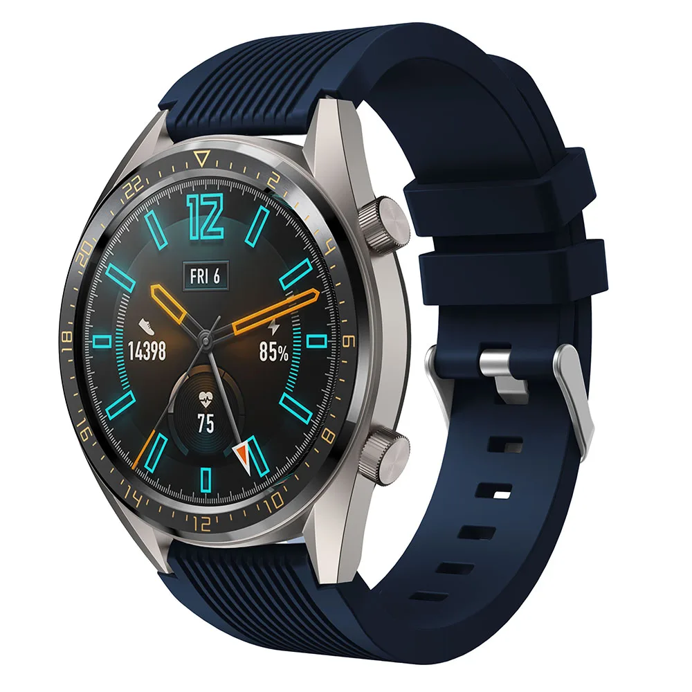 Ремешок силиконовый для наручных часов Huawei GT резиновый браслет Samsung Galaxy Watch 46 мм