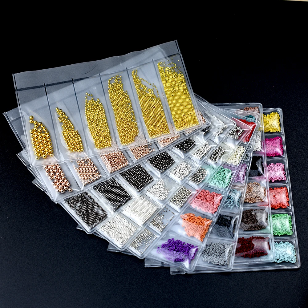 

Плоская цепь в японском и корейском стиле, разноцветные металлические украшения для ногтей с икрой, Стальные Бусины, украшения для ногтей «...