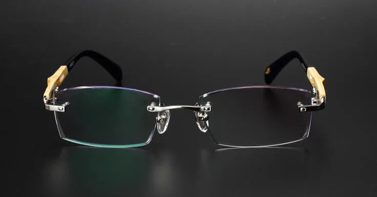 Очки без оправы из чистого титана для близорукости серебряные деревянные очки с