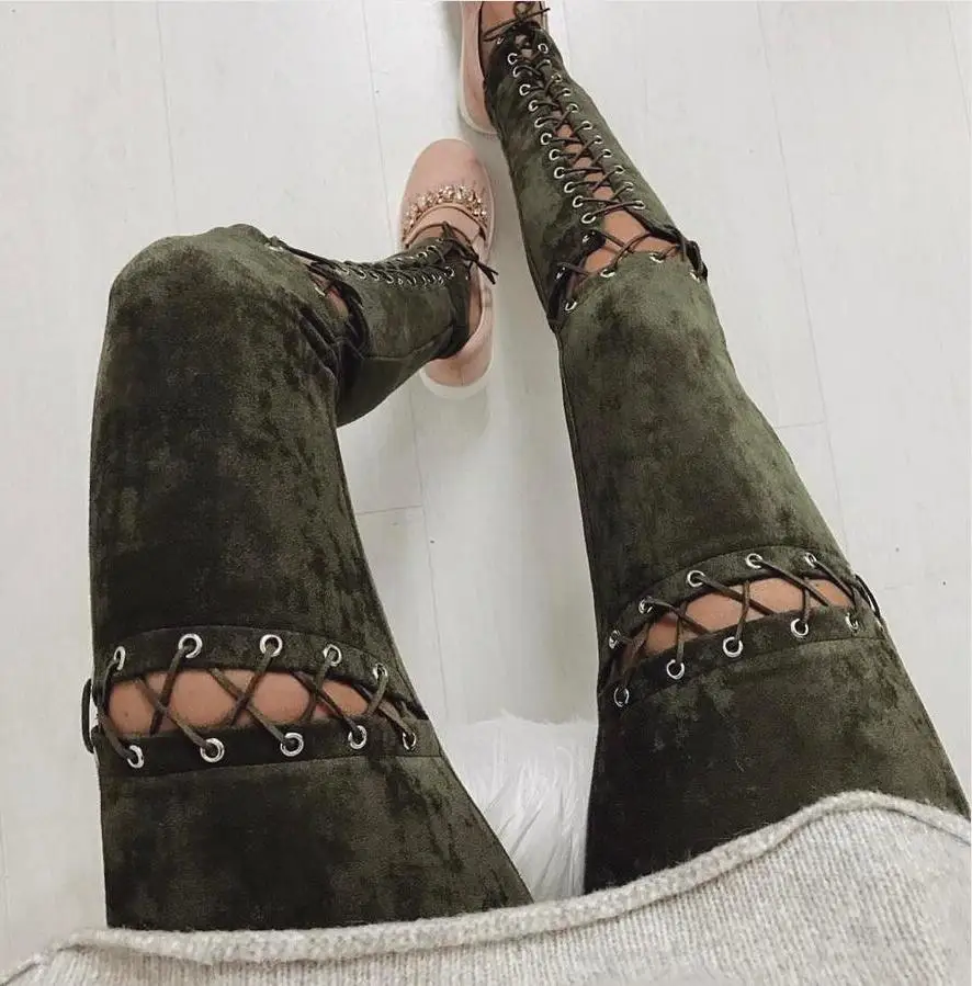 Леггинсы женские на шнуровке с завышенной талией пикантные длинные облегающие