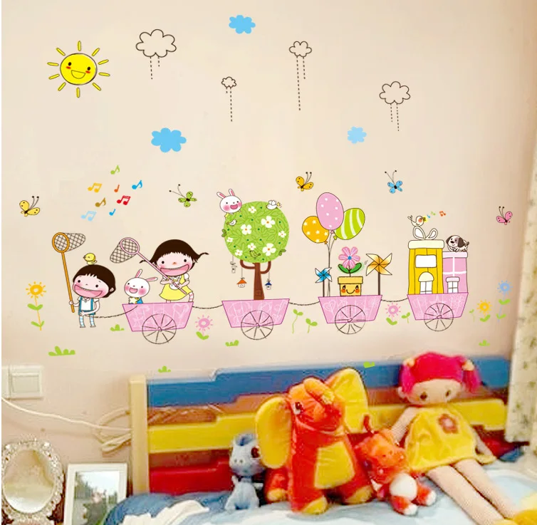 Бесплатная доставка детство ПВХ наклейки на стену детский домашний декор