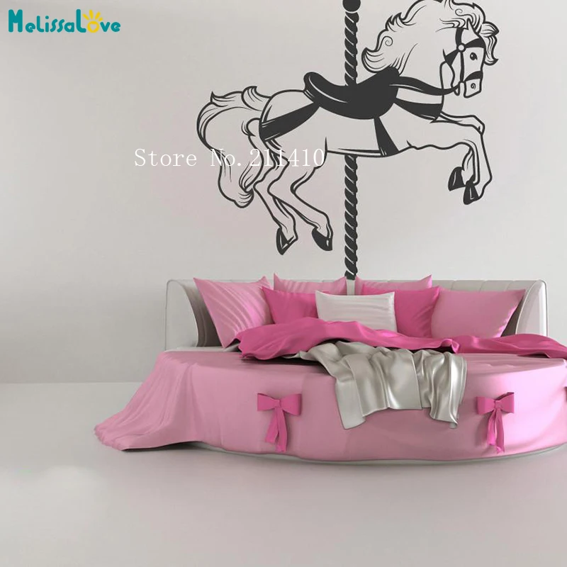 

Cool Vinyl Wall Sticker Carousel Horse Decals Home Decoration For Kids Baby Room 3D Self-adhesive Special Art Murals YT006