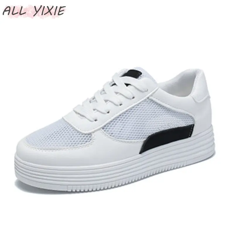Все YIXIE 2019 Модные женские кроссовки из сетчатой вулканизированной кожи пу на