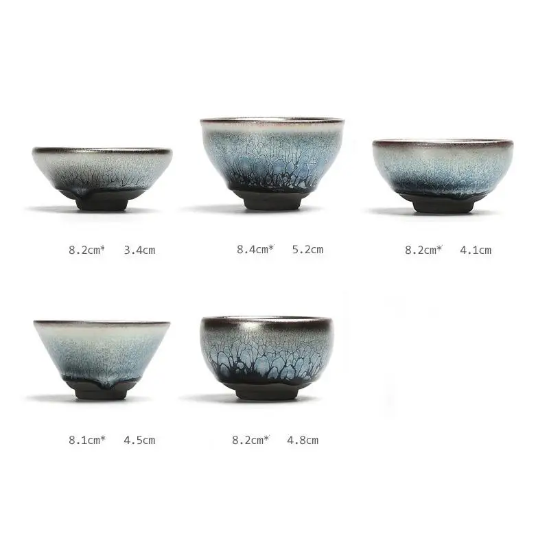

Silver Blue Ceramic Tea Cup Hand Painted Porcelain Drinkware Chinese Kung Fu Tea Cup Chinese Gift