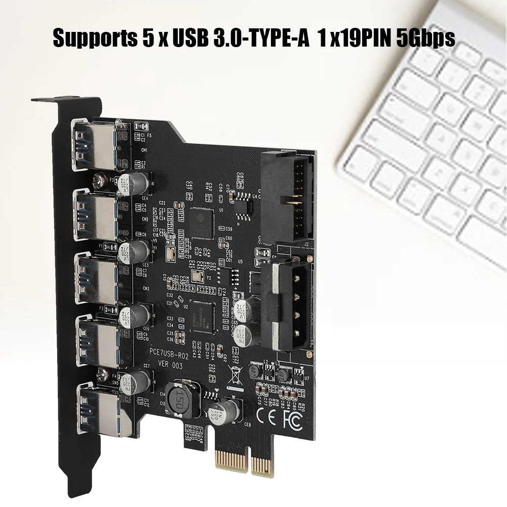 Высокоскоростной PCI-E к 5 портам USB 3,0 19 Pin PCI Express Разъем расширения карты адаптер Добавить на карту для Windows 7 XP Vista