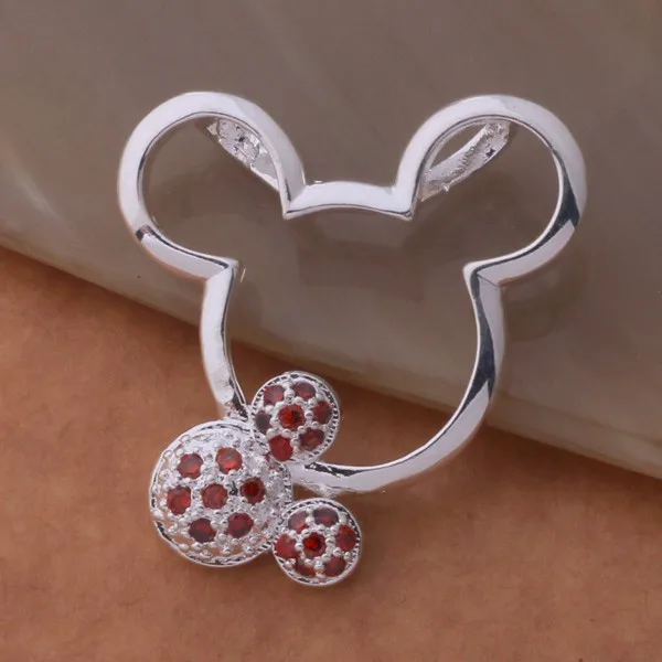 fashion silver Mouse pendant necklace with crystal cute birthday gift for girls classic jewelry factory price