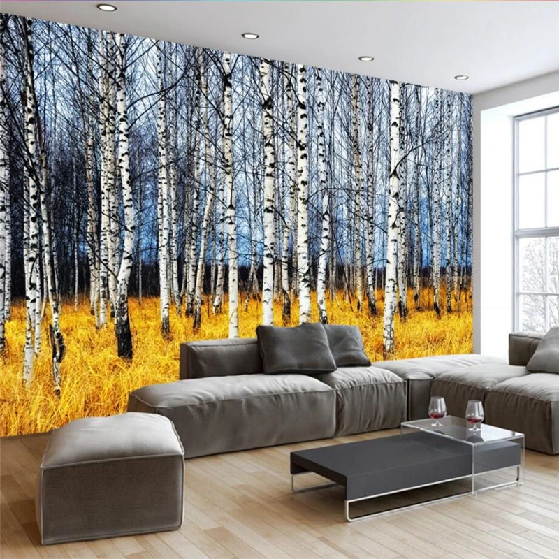 

beibehang Custom 3d wall paper beautiful dream fall birch forest corridor aisle mystery wallpaper wallpaper sofa wall