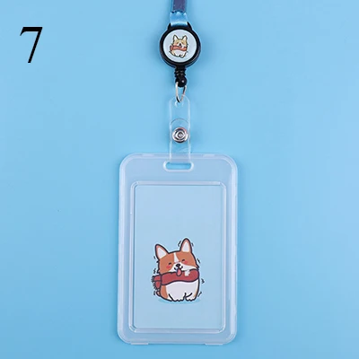 7 Cute Cartoon Cat Transparent Card ID Badge Holder Kawaii Dogs Retractable Badge Buckle Name Tag Card Holder For Gifts - Цвет: 7