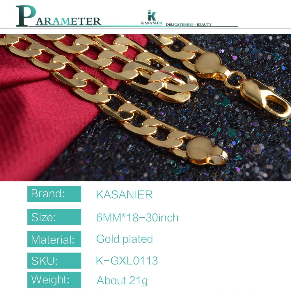 KASANIER 20 шт золотые мужские ювелирные изделия 6 мм ширина 18-30 дюймов мужское ожерелье подарок ожерелье для мужчин и женщин ювелирные изделия подарок