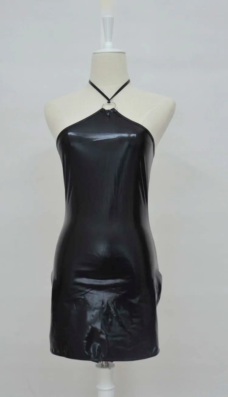 PVC Erotic Dress Crotchless Latex Pole Dance Clothes Lingerie Sexy Body Suits for Women Spandex Black Catsuit | Тематическая одежда