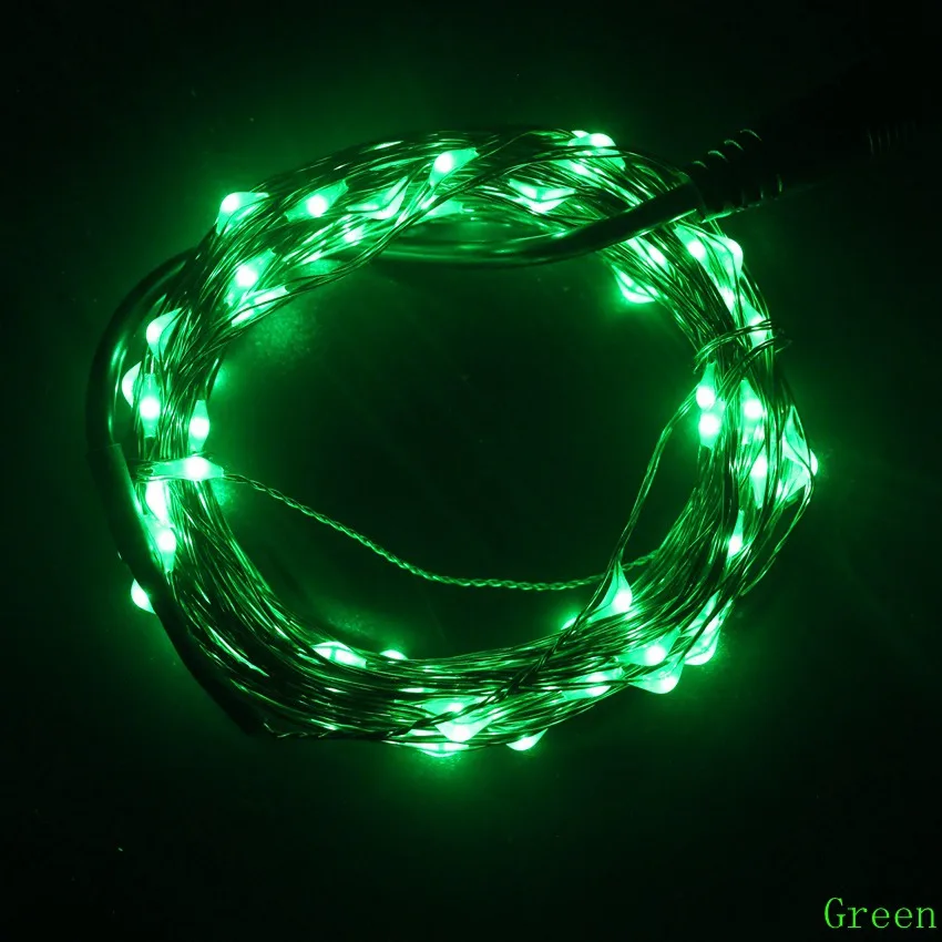 Green 5 м, 10 м, 20 м, 30 м, 50 м, серебристый медный светодиодный светильник s для внутреннего и наружного использования, водонепроницаемый, 12В, сказочный светильник для праздника, Рождества, сада - Испускаемый цвет: Green