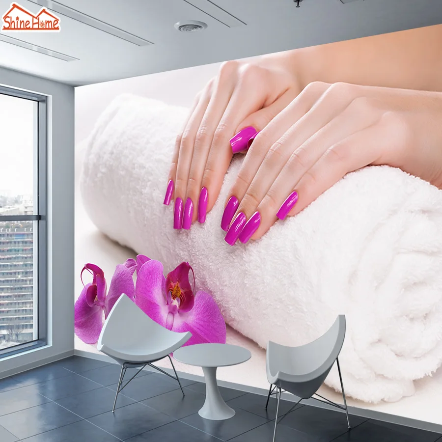 

ShineHome-Custom Wall Paper Wallpapers for 3 d Living Room Mural Rolls Nail Beauty Salon Wallpaper Sofa Shop Store Home Decor