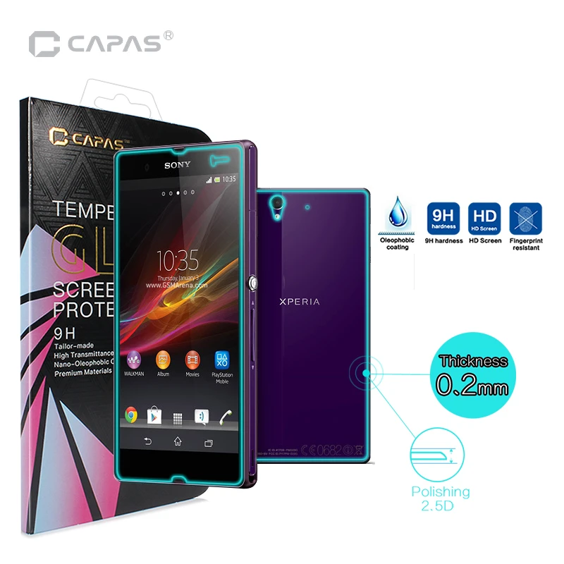 Закаленное стекло для Sony Xperia Z L36H C6603 защита экрана оригинальные capas передняя +