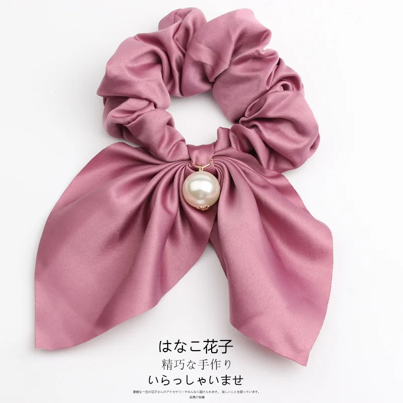 10 Navy pink Женские жемчужные резинки для волос, корейские Твердые заячьи ушки, резиновые ленты эластичные резинки для волос, конский хвост, аксессуары для волос для девочек - Цвет: 10 Navy pink