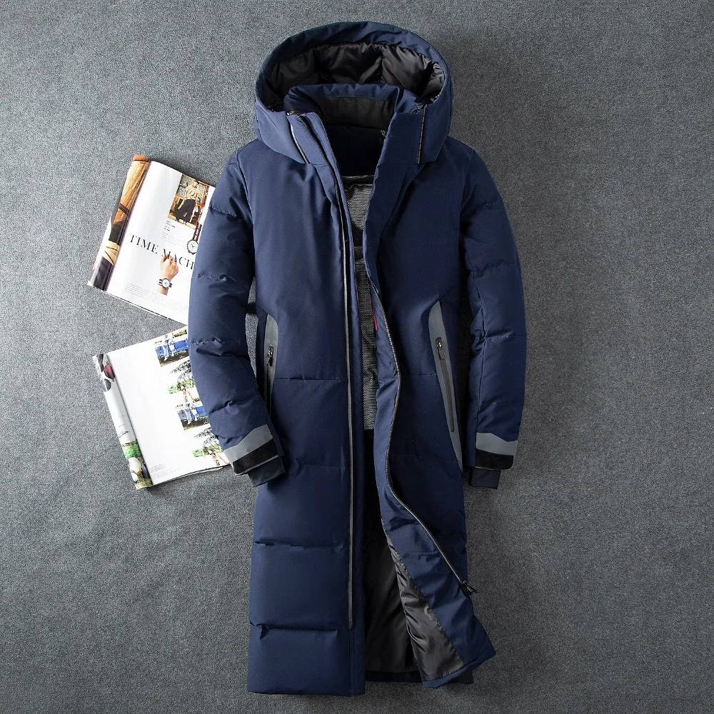 Мужской пуховик на 90% белом утином пуху повседневный уплотненный теплый с