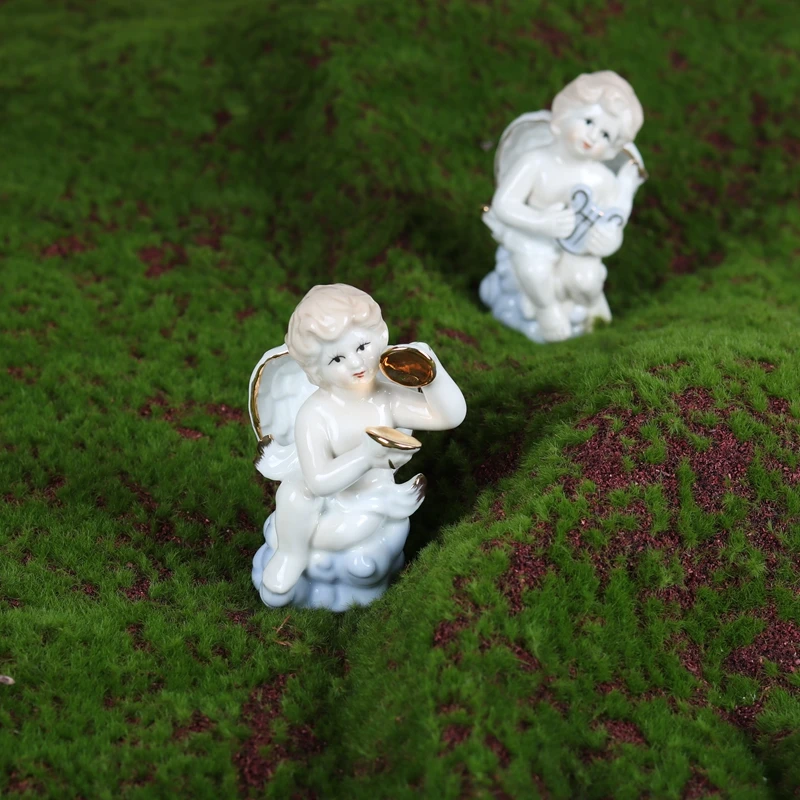 Керамическое ремесло фигурки ангела украшения для дома среднего размера раструб