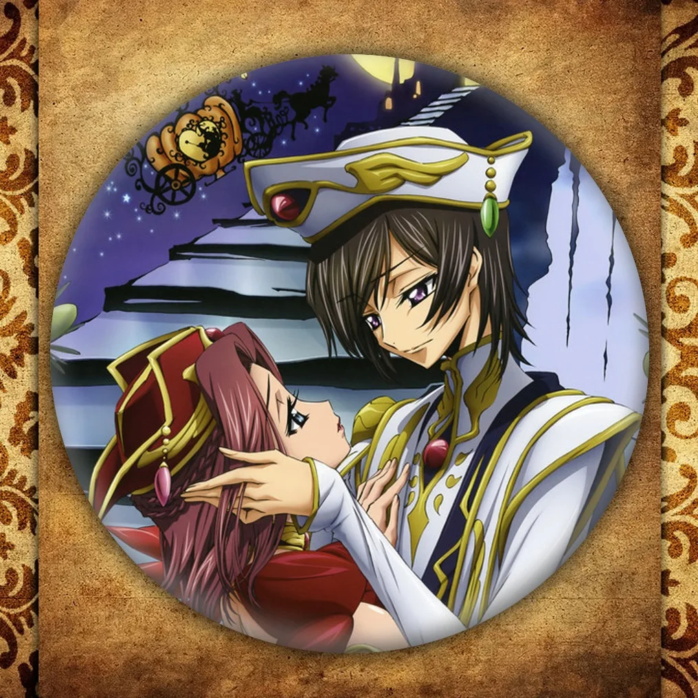 Короткая футболка с героями из японского аниме CODE GEASS Lelouch of the Rebellion бейдж