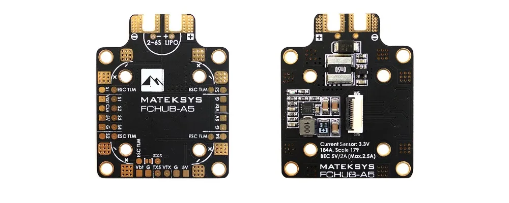 Matek System FCHUB A5 PDB Встроенный датчик тока 184A 5 в 2A BEC 2-6S для радиоуправляемых дронов FPV