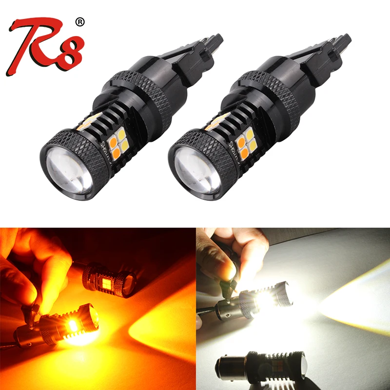 R8 2 шт. 3030 16SMD автомобильный 1157 P21/5 Вт 7443 3157 3357 Янтарный указатель поворота/белый