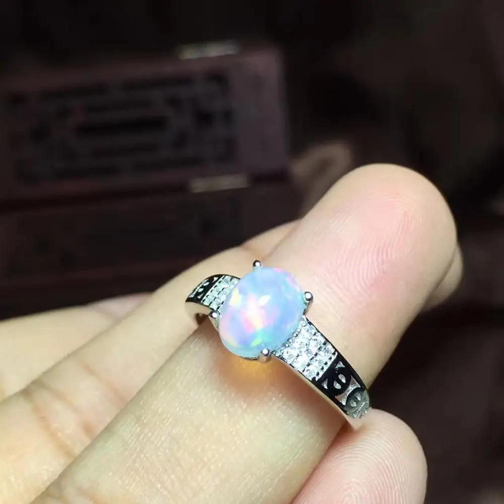 

fireworks color opal gemstone ring gem ring 925 silver fine jewelry girl ring natural gem birthday party anniversary gift hot