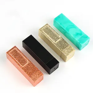 12,1 мм красота пустой мерцающий золотой зеленый розовый квадратный тюбик для помады Топ Сделай Сам макияж ручной работы Уход за губами Бальзам для губ масляный тюбик 20 шт.лот
