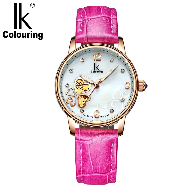Женские часы IK модные автоматические механические с полым бриллиантом