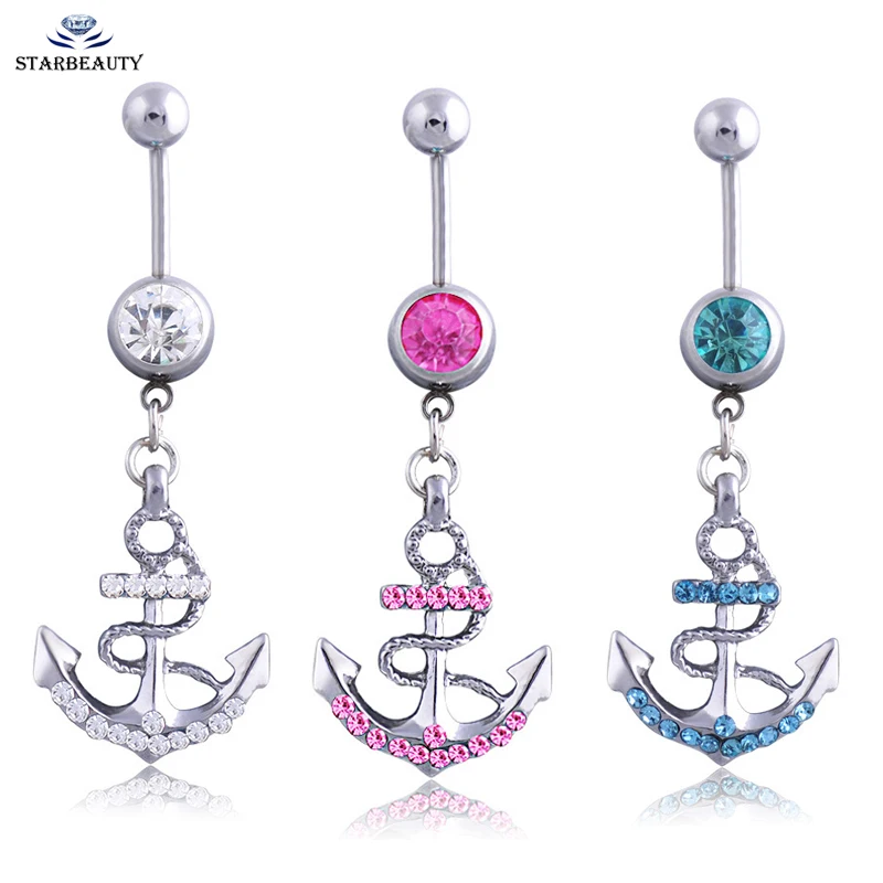 Крутой якорь подвеска серьги пупки из нержавеющей стали для живота мужские